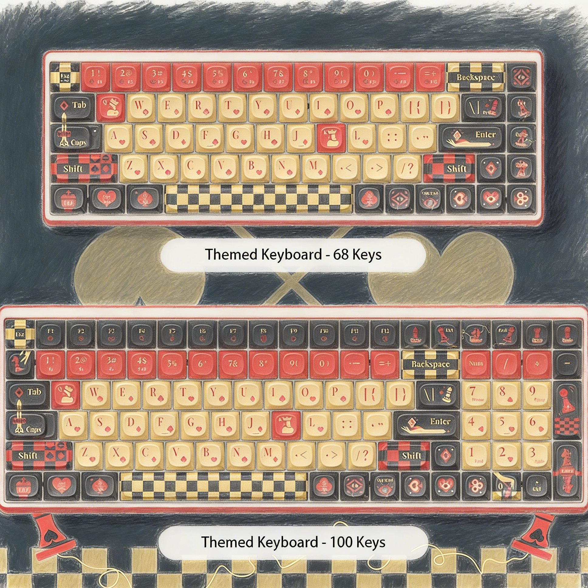 "Checkered Kingdom" Royal Mechanical Keyboard | Gothic Wonderland Aesthetic