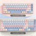 "Soft Cloud" Minimalist Mechanical Keyboard - Pastel Morandi Pink & Blue | 68/100 Keys