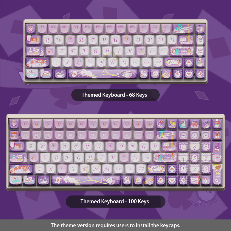 Enchanted Wonderland Theme Mechanical Keyboard - Alice's Adventure Edition (68/100 Keys)