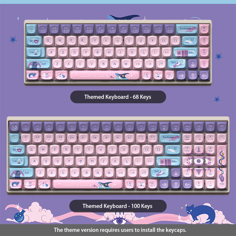 "Mystic Magic Class" Enchanted Mechanical Keyboard | Kawaii Witchy Aesthetic(68/100 keys)